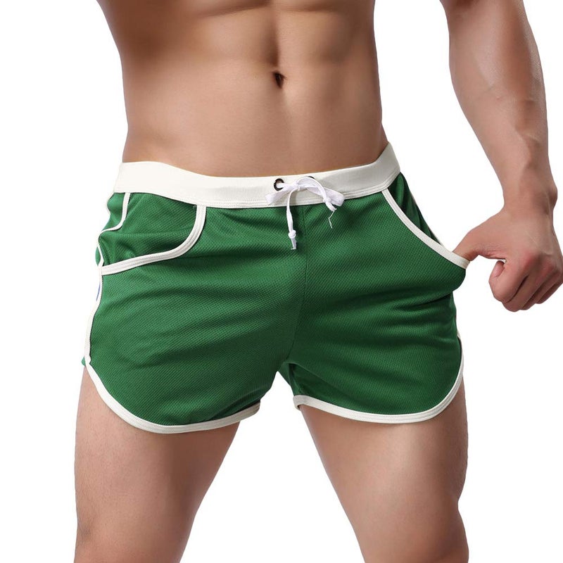 Rexcyril Men's Running Workout Bodybuilding Gym Shorts Athletic Sports Casual Short Pants Medium Green - Image 1